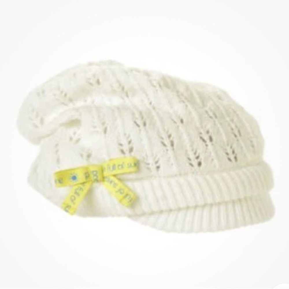 NWT Gymboree White Knit Beret with Yellow Bow